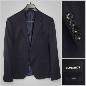 Bonobos Slim Fit 46R Navy Blue Wool 2 Button Blazer Jacket